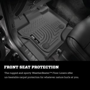 Ford F-250 Super Duty Floor Liners - Front + Rear - Husky Liners - WeatherBeater Combo - Black - 2012